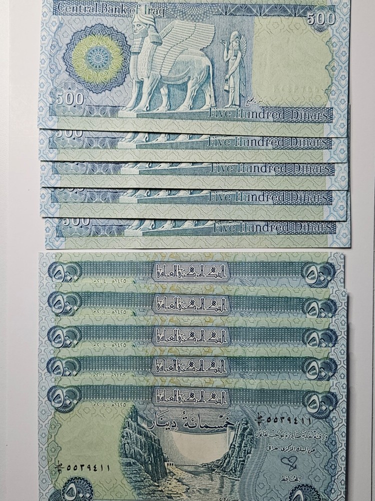 10 x 500 Iraq Dinar. 5,000 Dinar per purchase Low Denominations SHIPS FROM USA