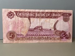 Saddam Hussein Iraq 5 Dinar Banknote Gulf War Desert Storm Memorabilia Currency