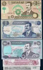 SET Iraq 5 25 50 100 250 IRAQI DINAR UNC Saddam Hussein Collection of 5 Pcs NOTE