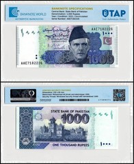 Pakistan 1000 Rupees, 2021, P-50p, UNC Authenticated