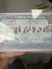 Central Bank of Iraq 250 Two Hundred Fifty Dinars Paper Money Foreign Note ~1995