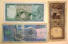 Lebanon Lot of 3 Different Banknotes 1-5-1000 Livres, Circulated
