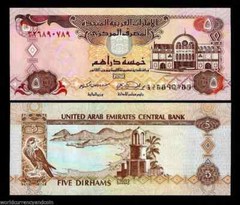 United Arab Emirates 5 DIRHAMS P-19 2001 UAE Falcon UNC Emirati Currency NOTE