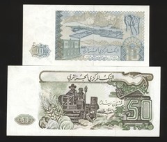 Algeria 10 Dinars 1983 P. 132 EF+, & 50 Dinars 1977 P. 130 Choice AU