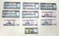 Lot of 10 Central Bank of Iraq 250 Dinar Denomination Paper Money Currency Notes