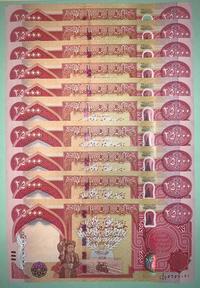 250,000 IRAQI DINAR – 1/4 Million IQD – 10 x 25,000 IQD UNCirculated | VERIFIED