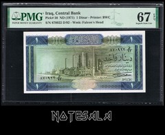 IRAQ IRAK 1 DINAR ND (1971) Pick-58 PMG 67 SUPERB GEM UNC S/N D/92 870922