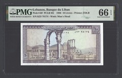 Lebanon 10 Lira 1-5-1986 P63f Uncirculated Grade 66