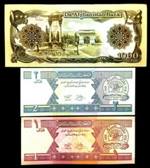 Authentic AFGHANISTAN Bank Notes 1, 2, 1000 Afghani Bills – A Remembrance of War