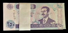 Iraq 250 DINARS P-88 2002 x 100 Pcs BUNDLE Pack Lot SADDAM Iraqi Dome UNC NOTE