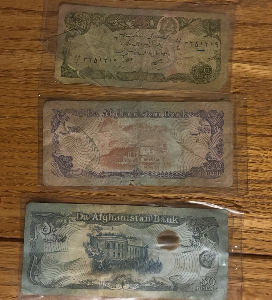 Afghanistan Bank Afghanistan 10, 20, 50 Afghanis Banknotes Lot