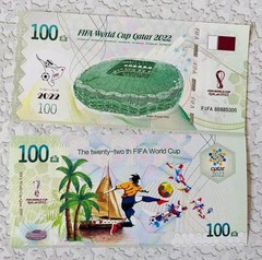 Qatar FIFA World Cup 100 Fantasy Note 10pcs 2022 Al Thumama Stadium & Palm Tree