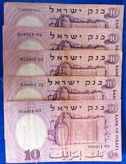 Lot of 5 Israel 10 Lira Pounds Banknotes 1958 Scientist XF+