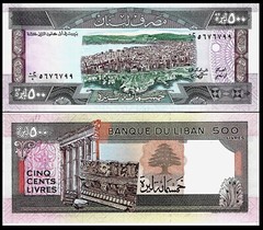 LEBANON 500 LIVRES P 68 1988 UNC