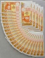 Mongolia 5 Tugrik 2008 P-61B uncirculated note from bank bundle 25 pcs