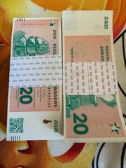 Zimbabwe Currency, 20 Zig GOLD Backed Banknote 2024, GEM UNC, QR Code, UV PASS