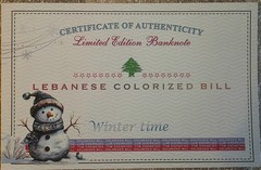 RARE Lebanon 1000 Livres Colorized Fantasy Note Winter Ltd Ed 570/600 ONLY 600