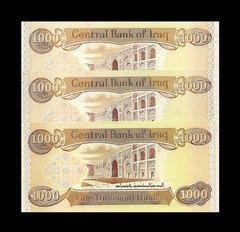 1000 IRAQI DINAR x 3 = 3000 Unc. Lot Of 3 Notes