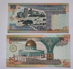 1993-97 Jordan Complete Set 5 Banknotes 1/2 1 5 10 20 Dinar P-23 24 25 26 27 UNC
