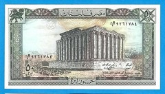 LEBANON-50 LIVRES-1988-SERIAL NUMBER 9261784-PICK 65d , UNC .