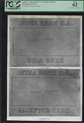 Lebanon Intra Bank S.A Traveller’s Cheque Sold here Photographic Proof UNC