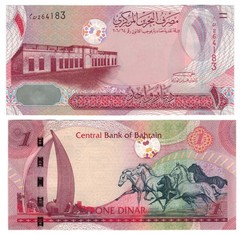 Bahrain 1 Dinar (ND/2016) – Arabian Horses/Monument, p-31a, B307a UNC