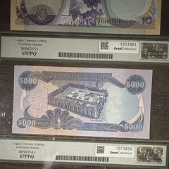Iraq Banknotes 1980 10 Dinar & 2003 250 & 5000 Dinar (PMG 53, 65, 67)