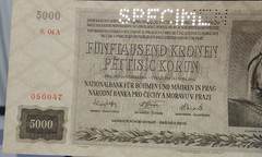 BOHEMIA & MORAVIA 5000 Kronen/Korun 1944 SPECIMEN UNC