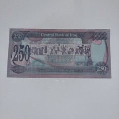 Iraq 250 Dinars Banknote – Saddam Hussein Portrait – Circulated – 1980s–1990s