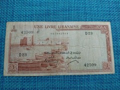 🇱🇧 Lebanon 1 livre P-55b 1961 FINE Banknotes 061926-1