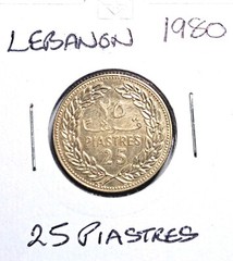 @@@ A SUPERB 1980 BANK OF LEBANON TWENTY FIVE PIASTRES @@@