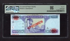 Afghanistan 500 Afghanis ND(2008)/SH1387 P76as “Specimen N.002” UNC G66 Top Pop