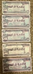 1995 Central Bank Of Iraq Two Hundred Fifty (250) Dinars Note LOT OF 5 Bills–A