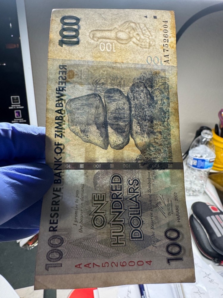 Zimbabwe Currency 100 Dollars Bill Banknote, CIRCULATED World Paper Money 2007