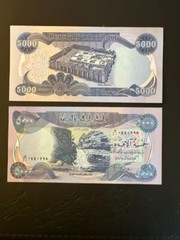 one (1) 5,000 Crisp New uncirculated Iraq Dinar banknote. IQD