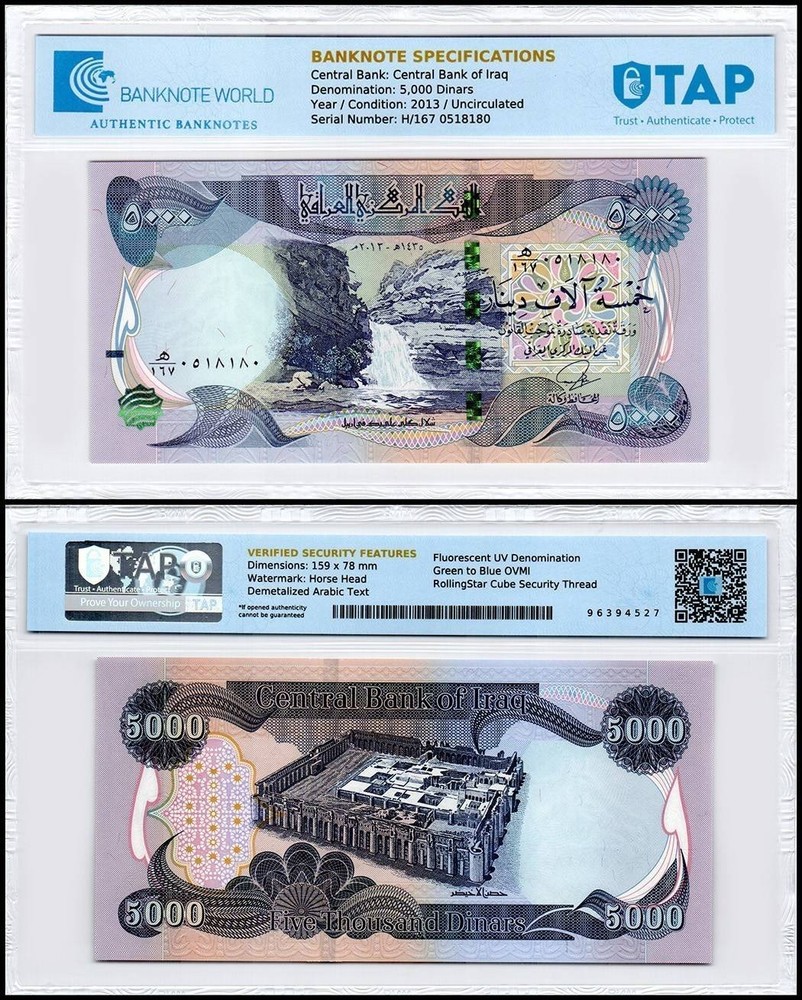 Iraq 5000 Dinars, 2013 (AH1435), P-100a.1, UNC Authenticated