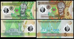 Turkmenistan 2 PCS SET 1 – 5 Manat 2025-2026, UNC, Commemorative, Polymer