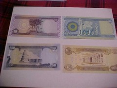 Iraqi Dinar 1,800 1 x1,000 1 x 500 1 x 250 & 1 x 50 UNC Cond. With free shipping