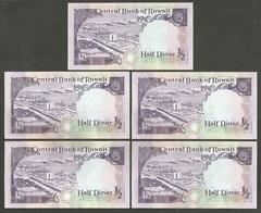 Kuwait 1/2 Dinar (1980); EF; P-12d, BNB-B213a; Looted by Iraqi forces; 5 consec