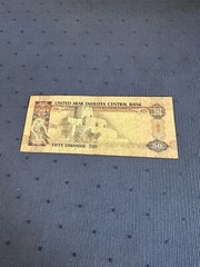 1982 United Arab 10 & 50 & 100 Dirhams Banknotes – Sparrowhawk – Slightly Circ.