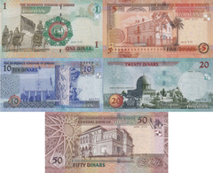 Jordan 1 5-50 Dinar 2012-2016 P 34h 35g 36d 37e 38i UNC LOW Match No. 18 Set 5