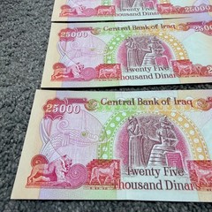 Lot of 10 Iraq 25000 Dinar Banknotes Central Bank of Iraq Currency Notes