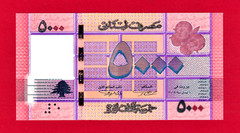 CINQ MILLE 5000 LIVRES 2014(٢٠١٤) LEBANON LIBAN UNC NOTE P-91b Fractional Serial
