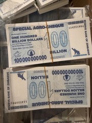 Authentic Zimbabwe 100 Billion Dollars, CIRCULATED Special Agro Cheque 2008