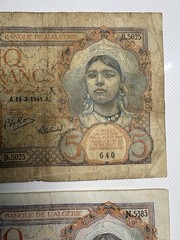 Algeria 5 Francs Banknote 1941 (LOT OF 2) Banque de l’Algérie (Circulated)