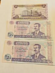 3 Saddam Hussein Era Central Bank of Iraq Paper Currency (2) 250, (1) 50 Dinars
