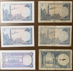 Pakistan Banknote Lot 6 Pieces 1-2 Rupees 1953-1988 Various Picks F-VF