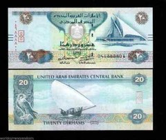 United Arab Emirates 20 DIRHAMS P-28 2015 UAE Falcon YATCH UNC Currency BANKNOTE