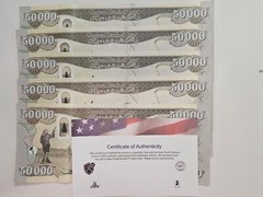 5 x 50,000 Iraq Dinar 250,000 Dinar per purchase USA sellers COA