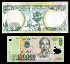 Iraqi Dinar 10,000 + A Free 100,000 VietNam Dong With Purchase – Lot Of 1 Each
